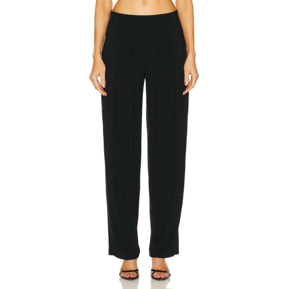 Norma Kamali 'Low Rise' Black Pleated Pant Trouser Size XS - Picture 1 of 5